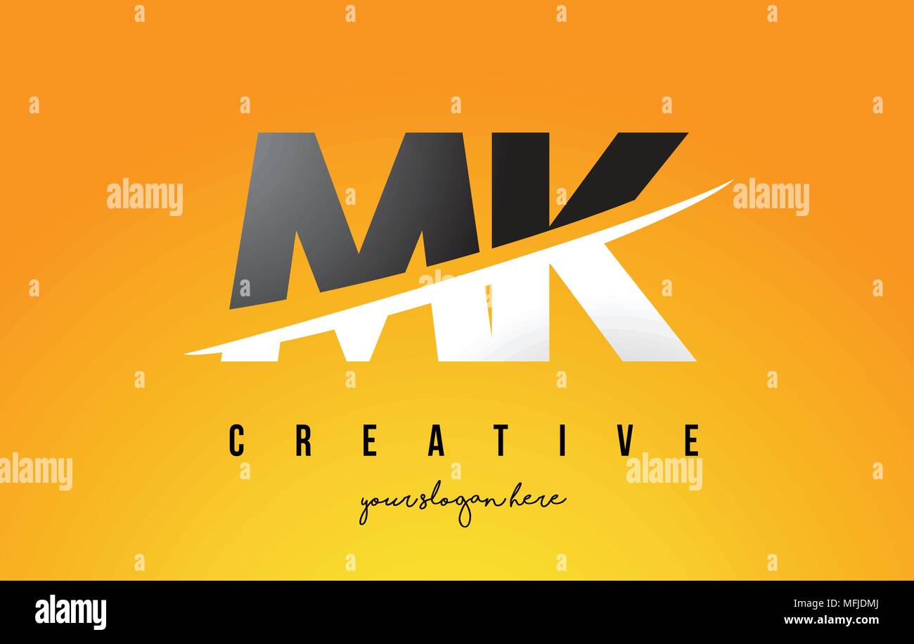 MK M K Letter Modern Logo Design with Swoosh Cutting the Middle Letters ...