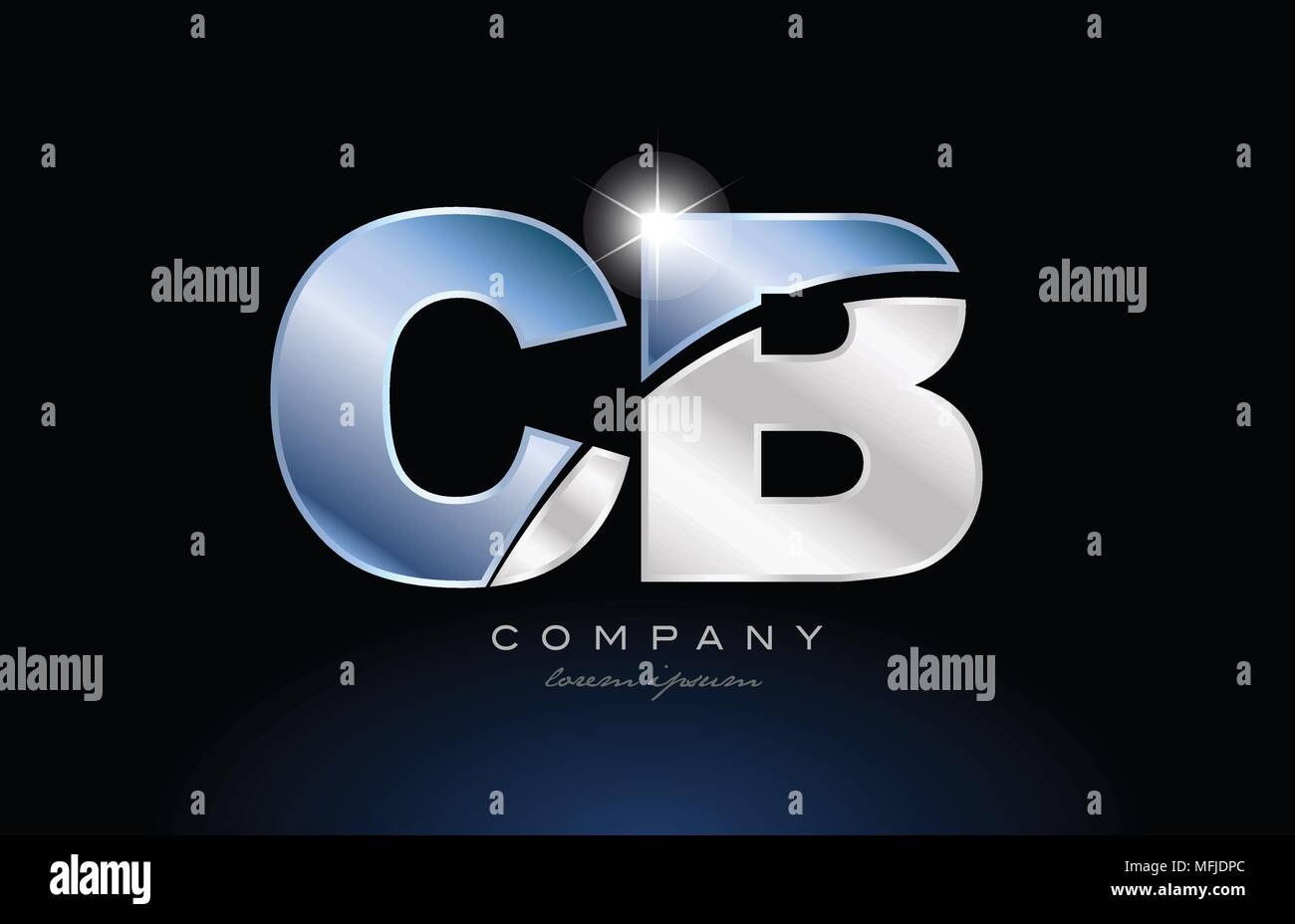 alphabet letter cb c b logo design with metal blue color suitable for a ...