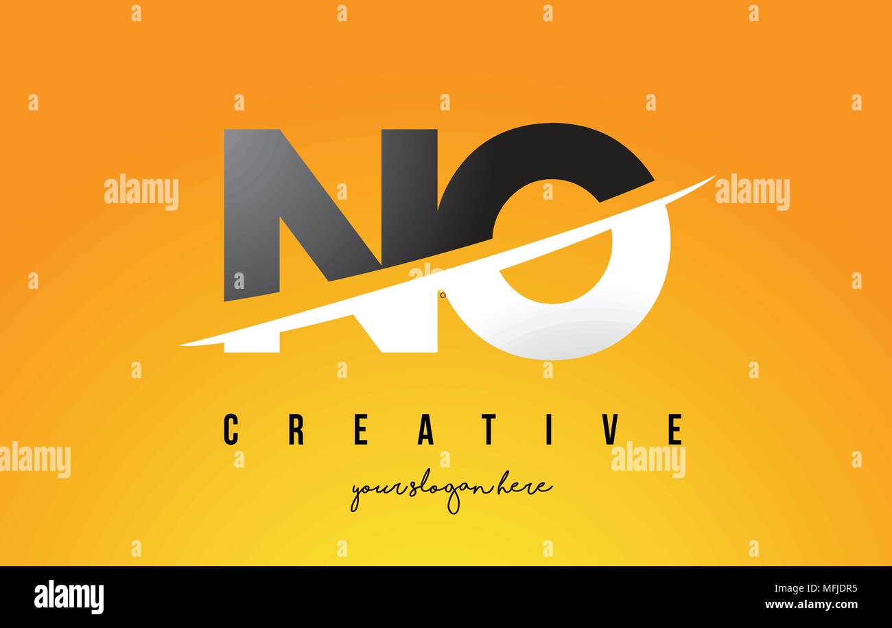 NO N O Letter Modern Logo Design with Swoosh Cutting the Middle Letters ...