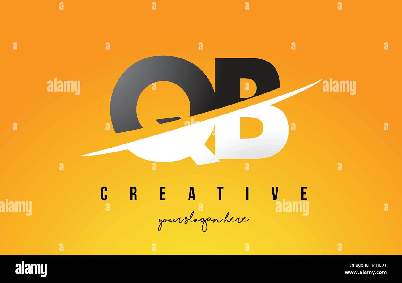 QB Q B Letter Modern Logo Design with Swoosh Cutting the Middle Letters ...