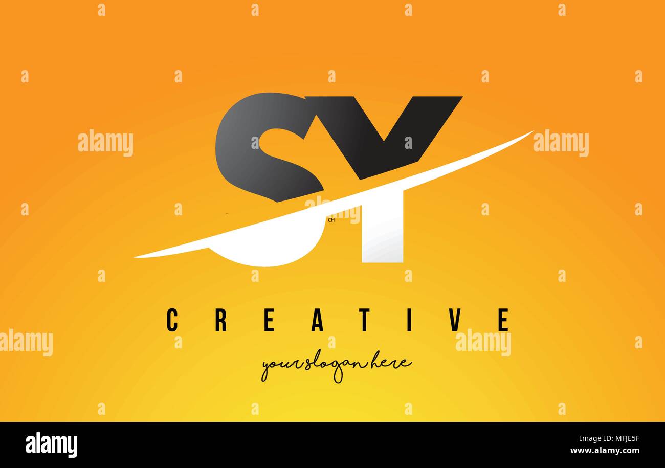SY S Y Letter Modern Logo Design with Swoosh Cutting the Middle Letters ...