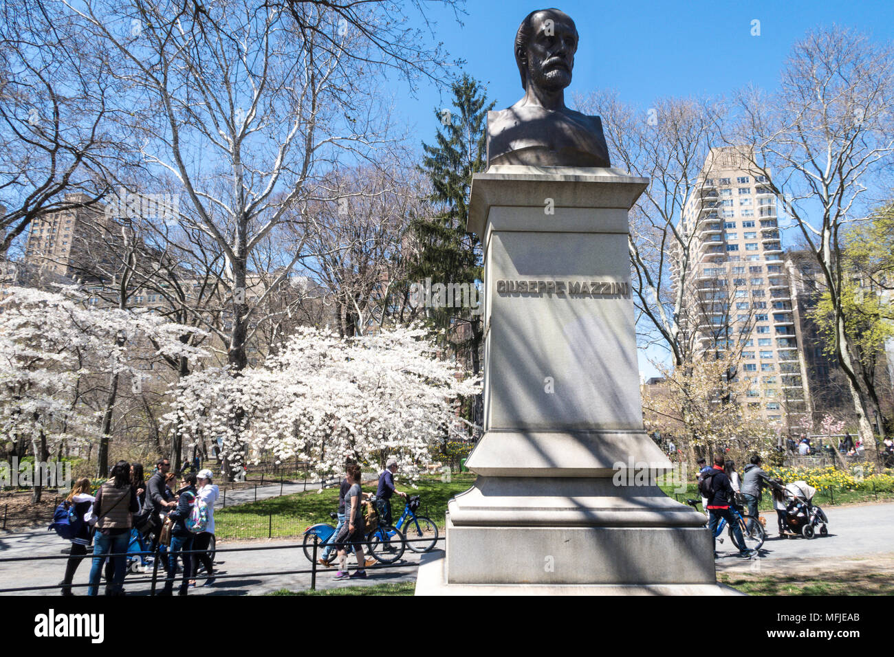 Giuseppe Mazzini, Italian Politician Activist, Statue in Central Park, NYC, USA Stock Photo