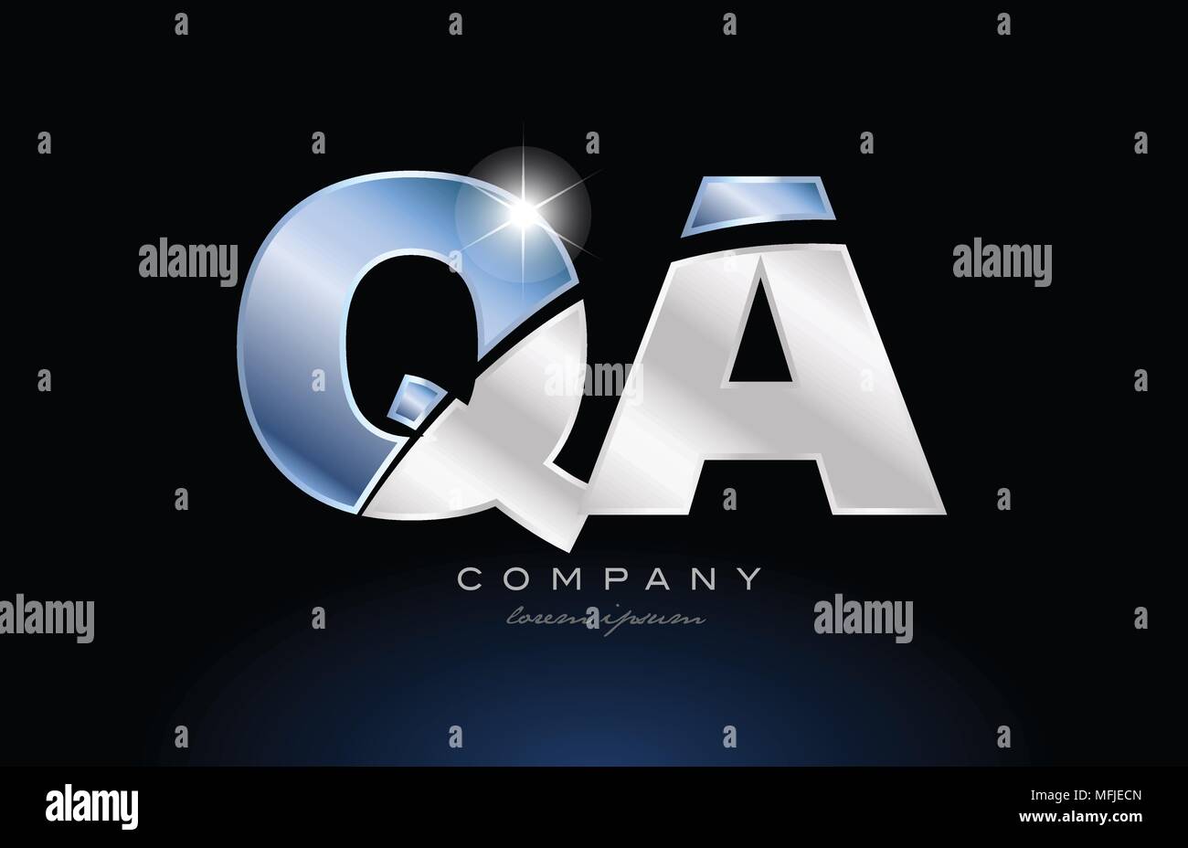 alphabet letter qa q a logo design with metal blue color suitable for a ...