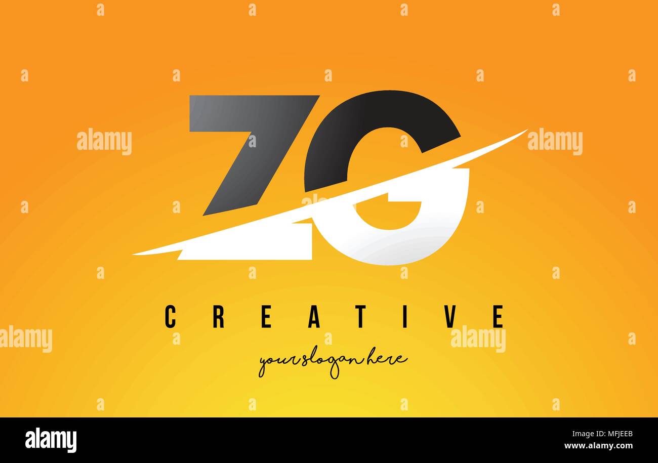 ZG Z G Letter Modern Logo Design with Swoosh Cutting the Middle Letters