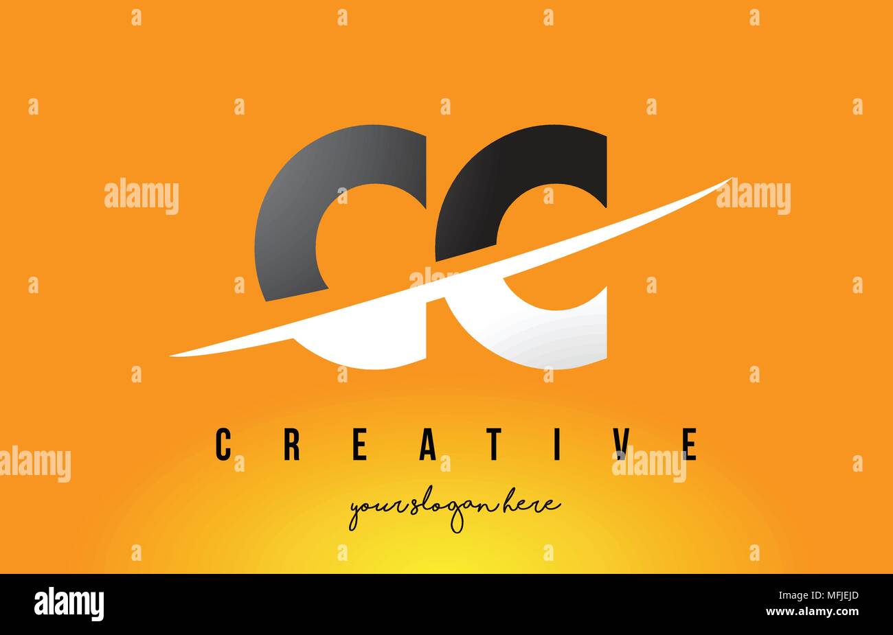 CC C C Letter Modern Logo Design with Swoosh Cutting the Middle Letters ...