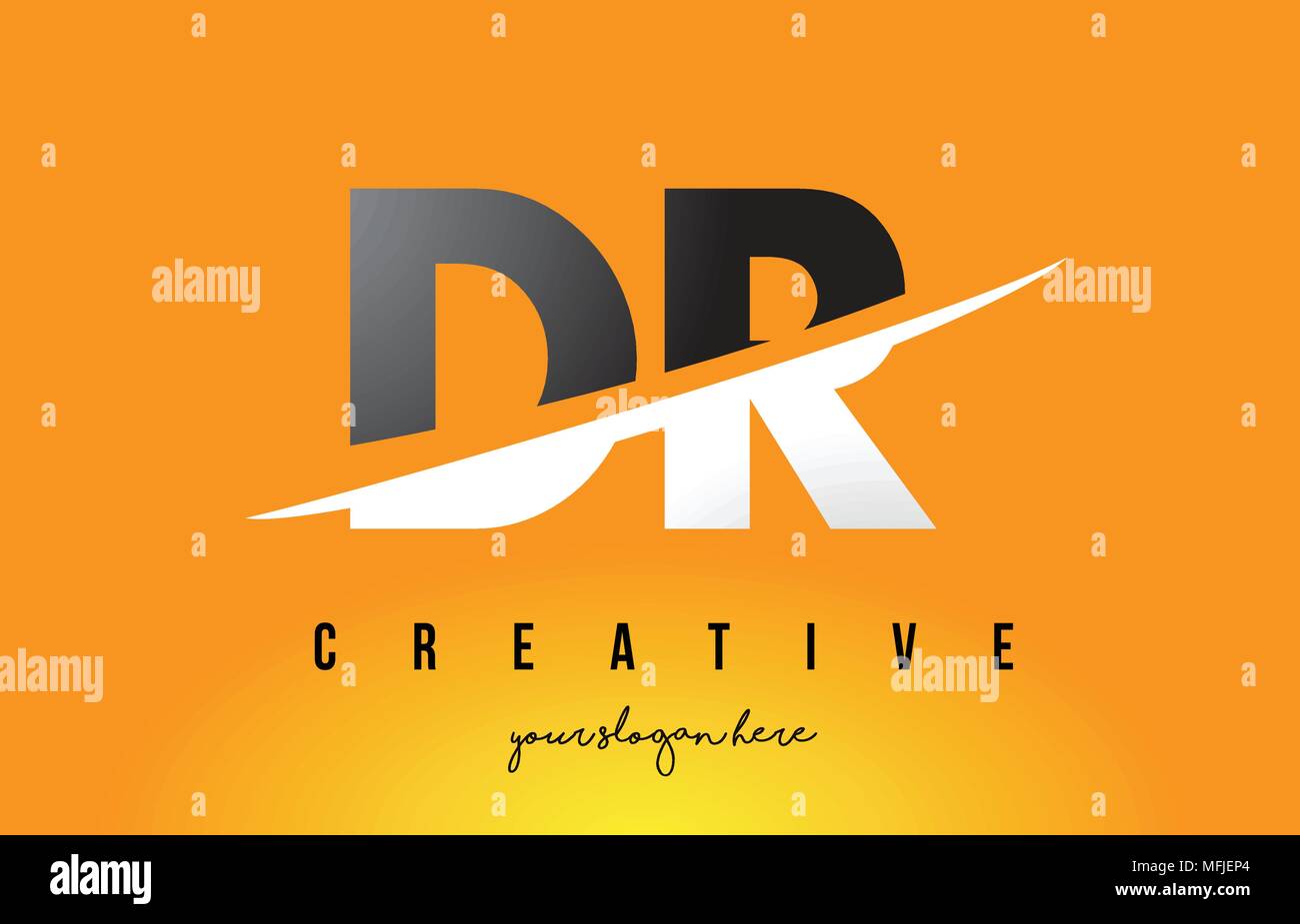 DR D R Letter Modern Logo Design with Swoosh Cutting the Middle Letters ...