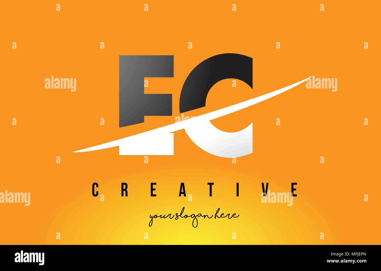EC E C Letter Modern Logo Design with Swoosh Cutting the Middle Letters ...
