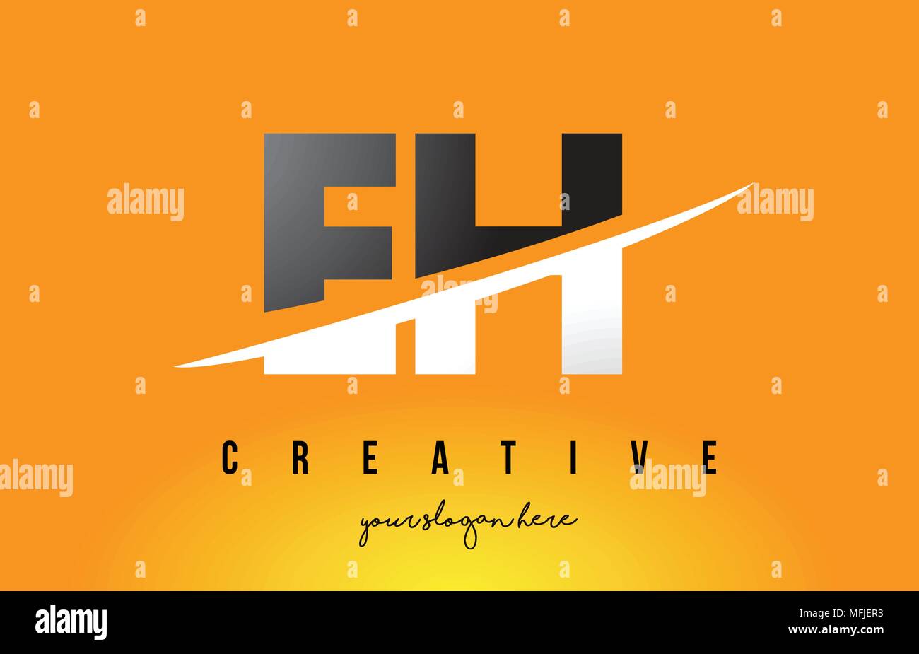 EH E H Letter Modern Logo Design with Swoosh Cutting the Middle Letters ...