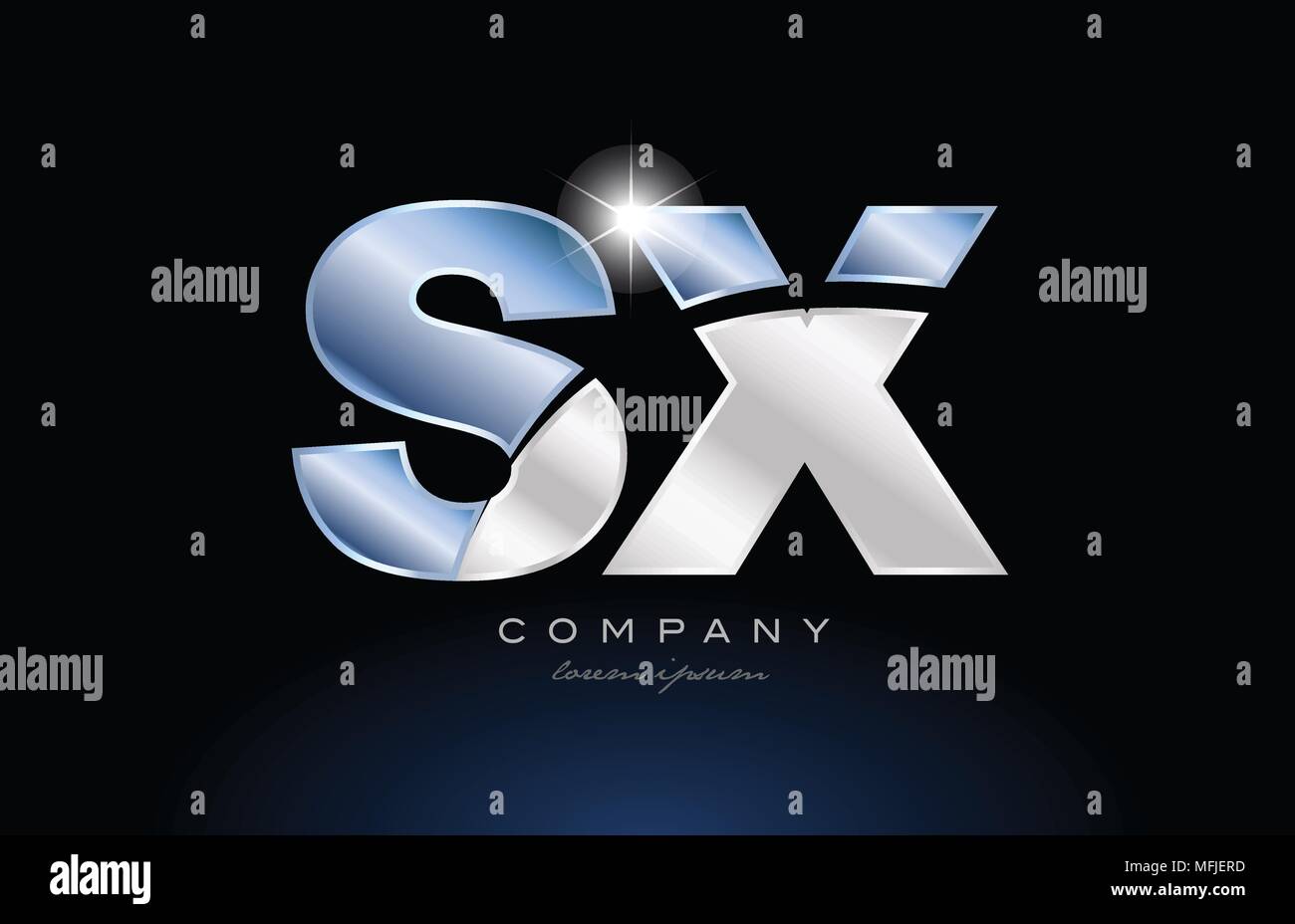 alphabet letter sx s x logo design with metal blue color suitable for a ...