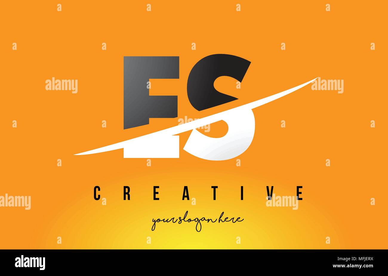 ES E S Letter Modern Logo Design with Swoosh Cutting the Middle Letters ...