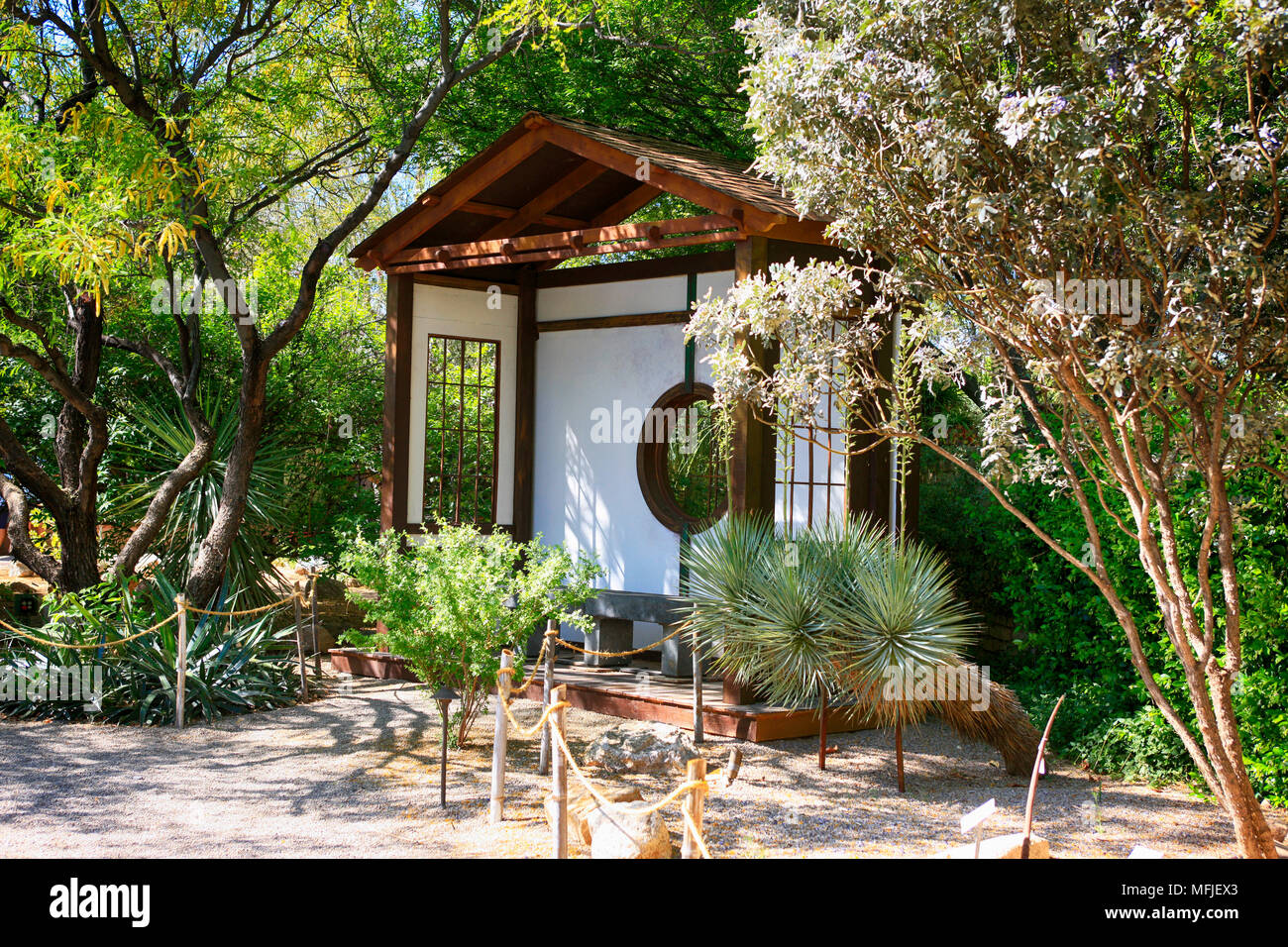 Japanese gardens at the Tucson Botanical Gardens in Arizona Stock Photo