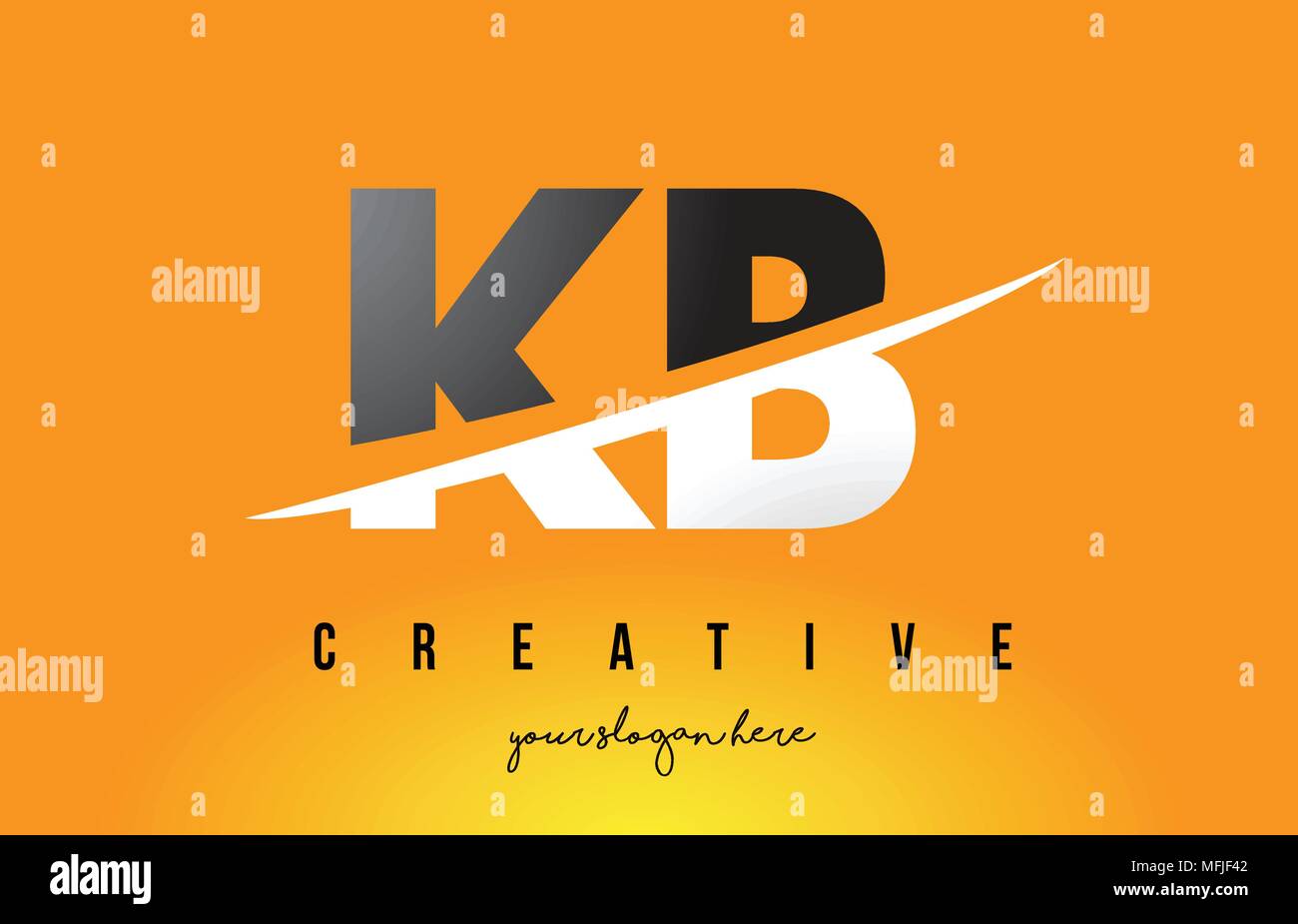 KB K B Letter Modern Logo Design with Swoosh Cutting the Middle Letters