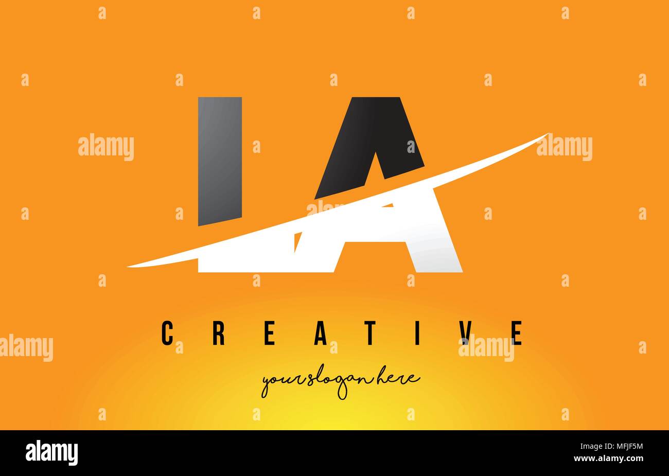 LA L A Letter Modern Logo Design with Swoosh Cutting the Middle Letters ...