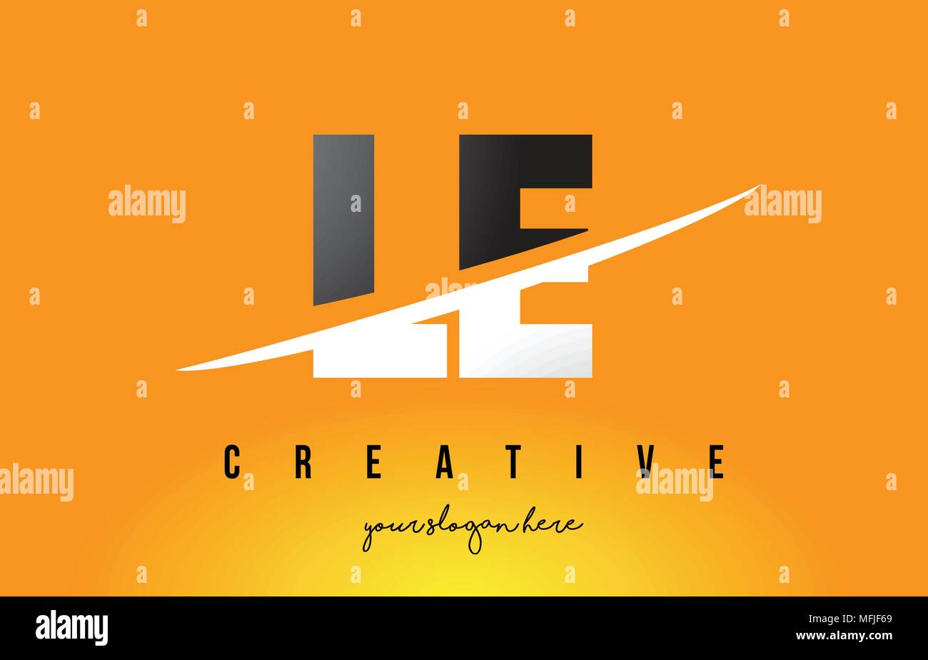 LE L E Letter Modern Logo Design with Swoosh Cutting the Middle Letters ...
