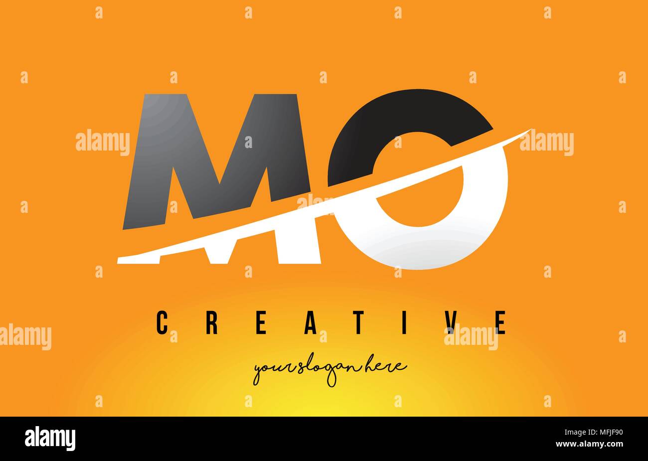 MO M O Letter Modern Logo Design with Swoosh Cutting the Middle Letters ...