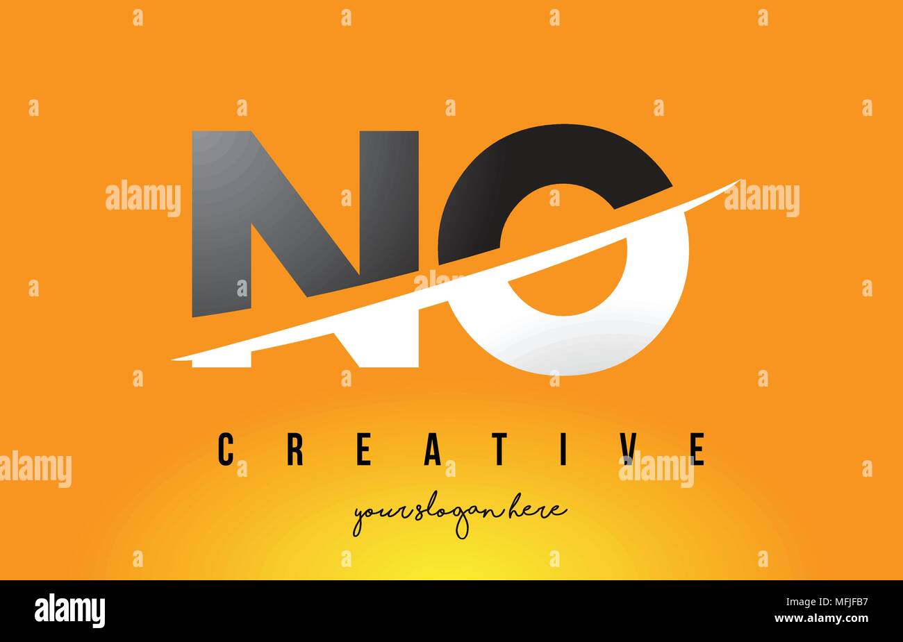 NO N O Letter Modern Logo Design with Swoosh Cutting the Middle Letters ...