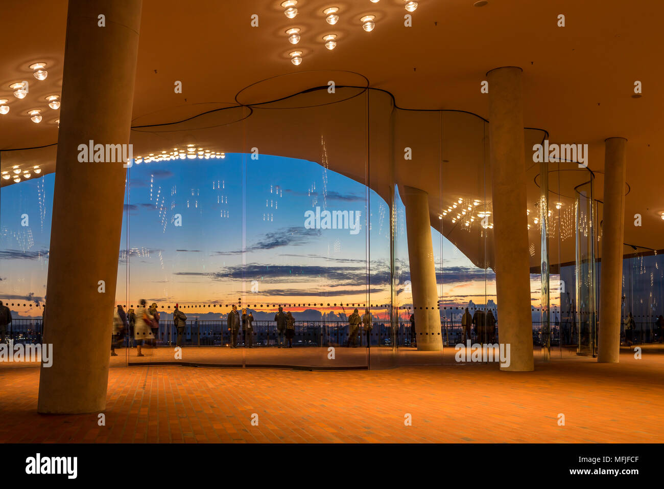 View from the Plaza of the Elbphilharmonie building at sunset, Hamburg, Germany, Europe Stock Photo
