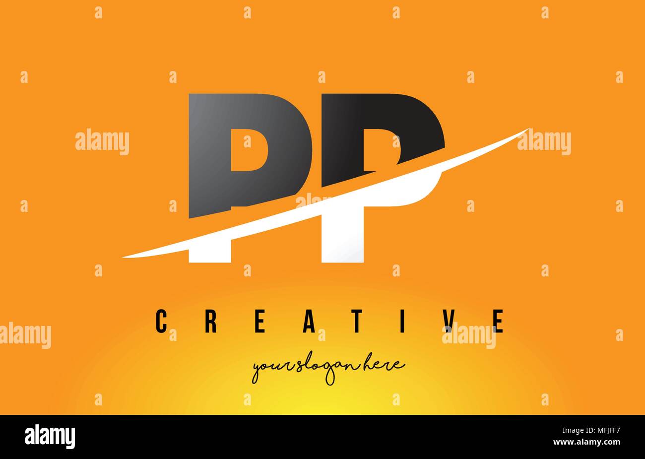 PP P Letter Modern Logo Design with Swoosh Cutting the Middle Letters ...