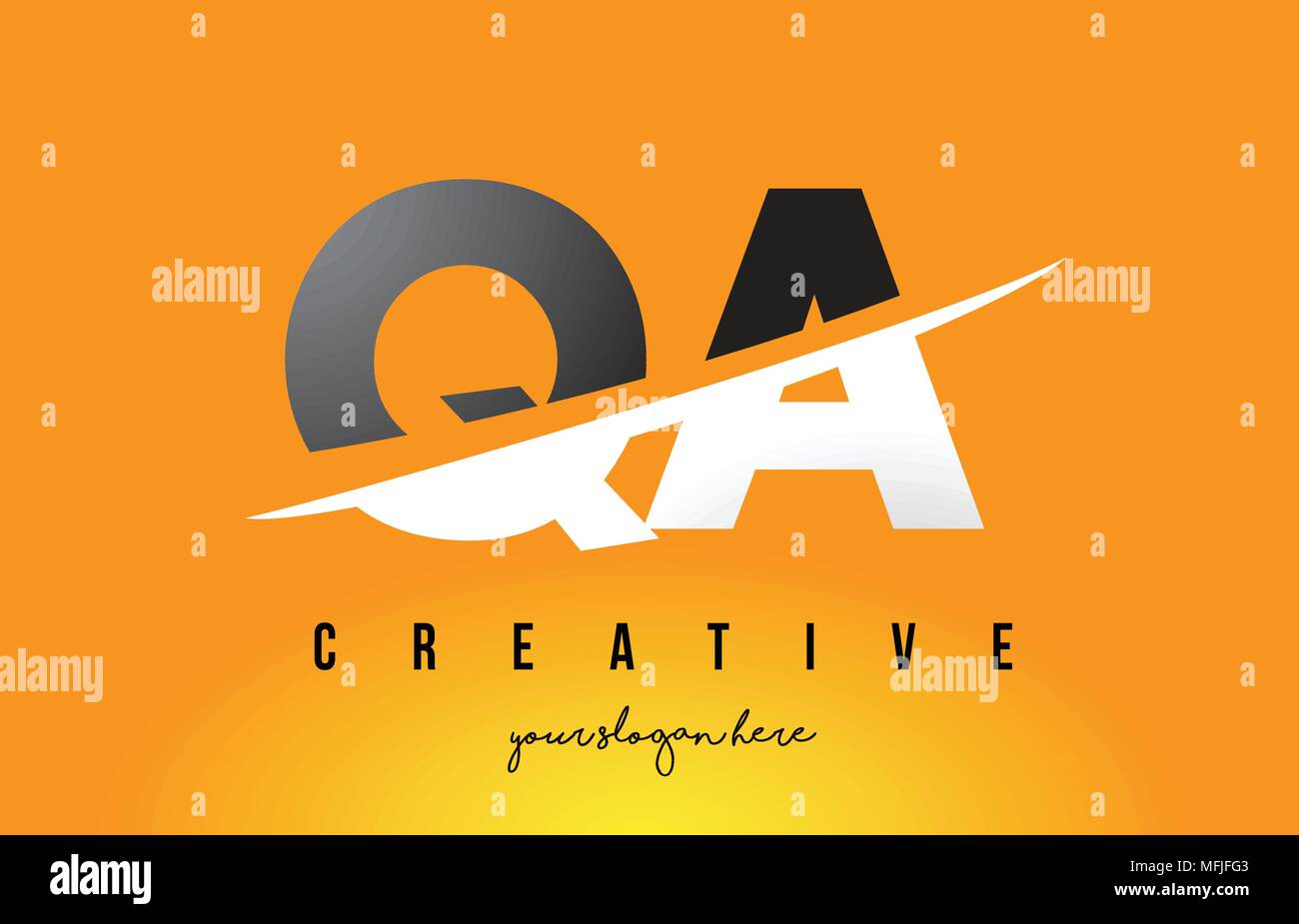 QA Q A Letter Modern Logo Design with Swoosh Cutting the Middle Letters ...
