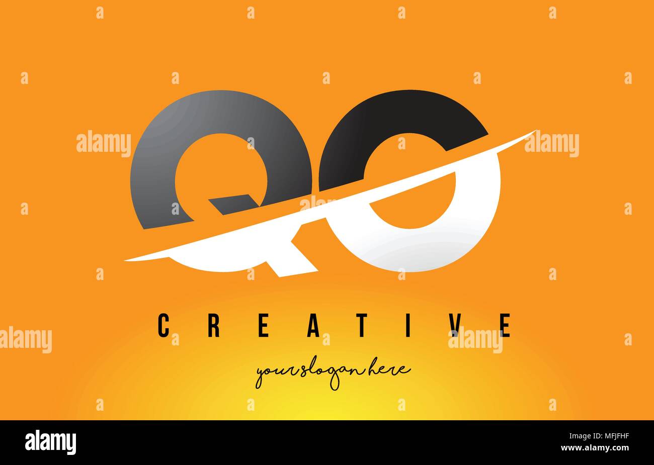 QO Q O Letter Modern Logo Design with Swoosh Cutting the Middle Letters ...