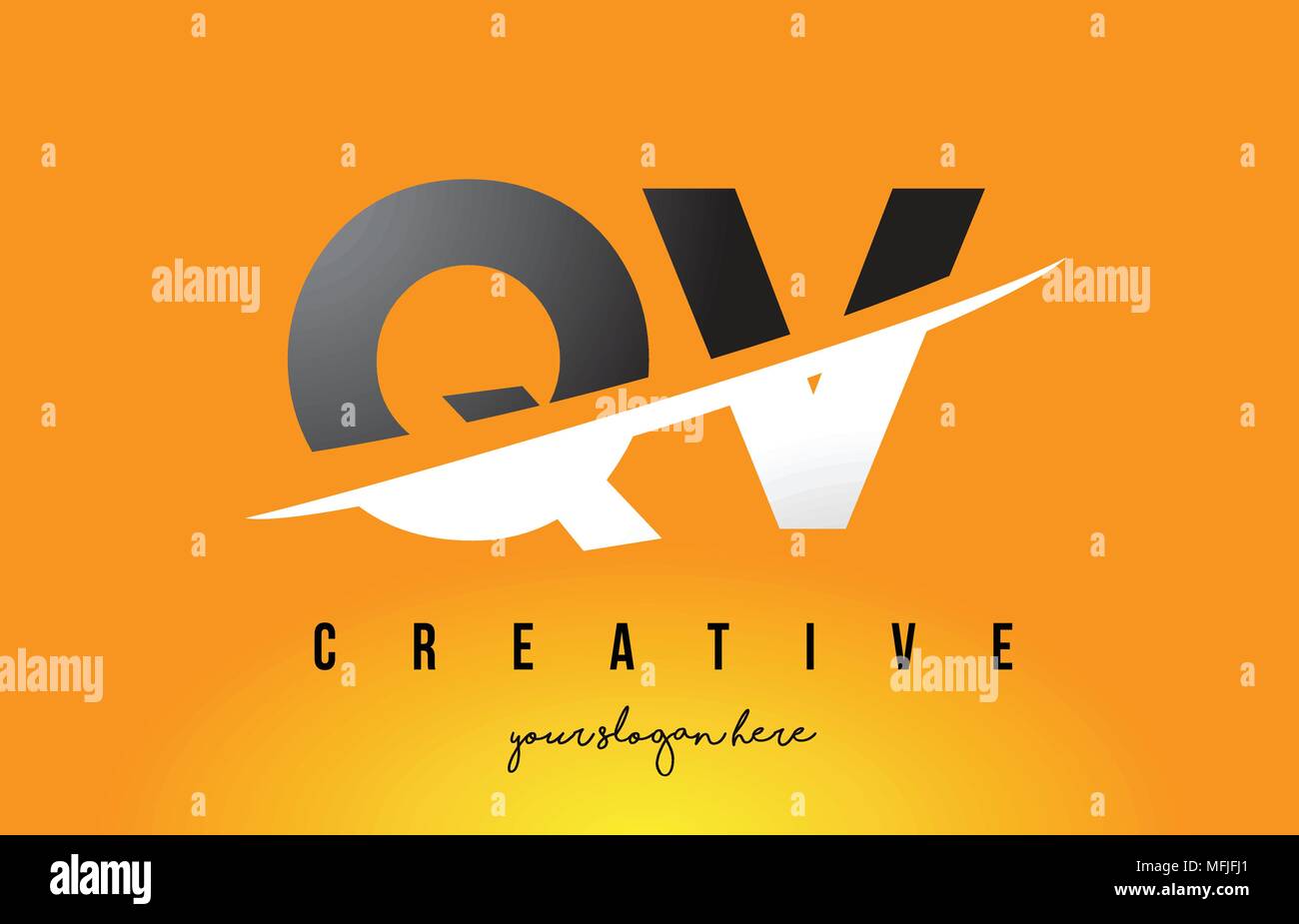 QV Q V Letter Modern Logo Design with Swoosh Cutting the Middle Letters ...