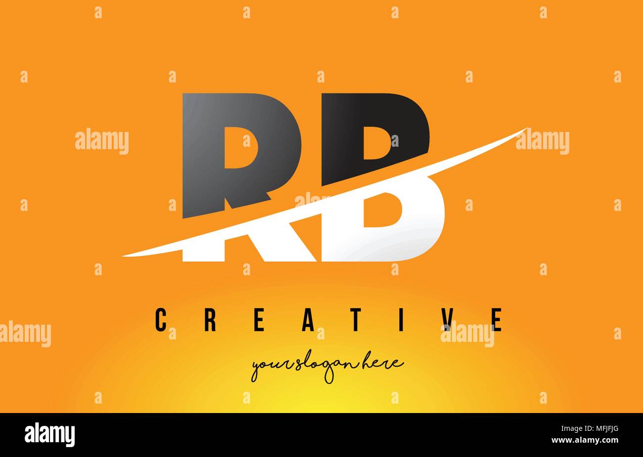 RB R B Letter Modern Logo Design with Swoosh Cutting the Middle Letters ...