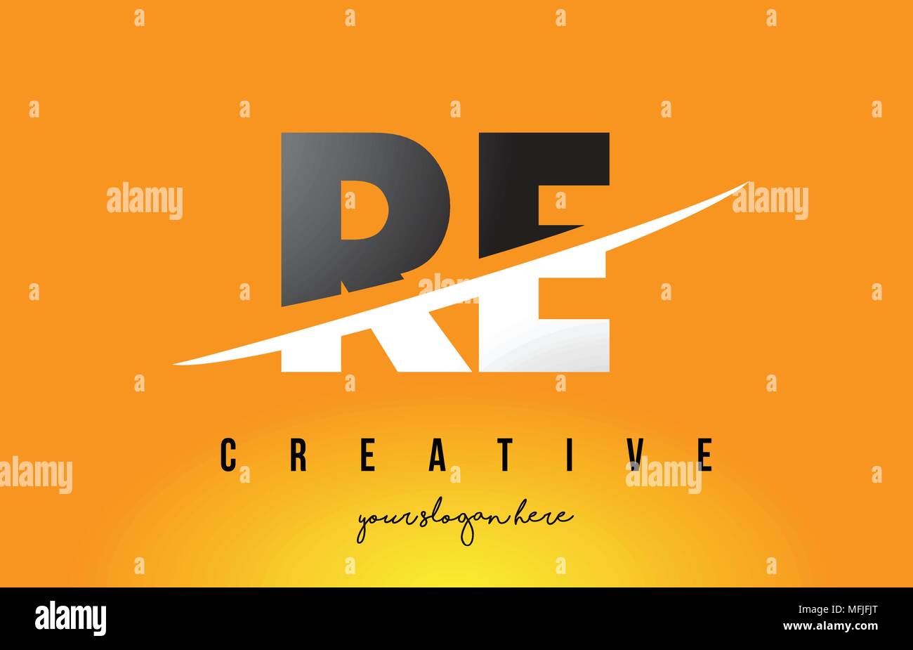 RE R E Letter Modern Logo Design with Swoosh Cutting the Middle Letters ...