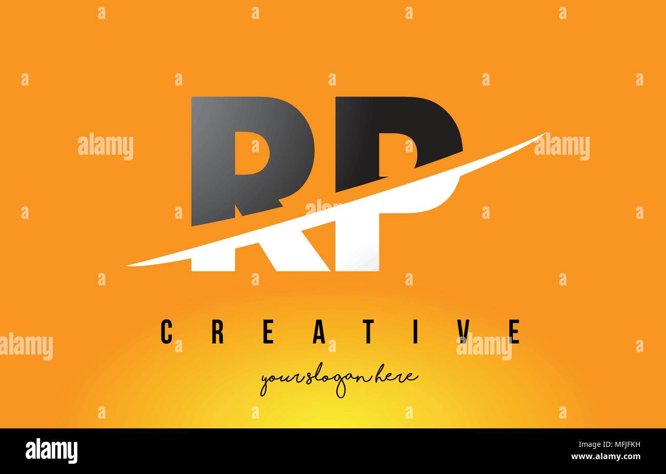 RP R P Letter Modern Logo Design with Swoosh Cutting the Middle Letters ...