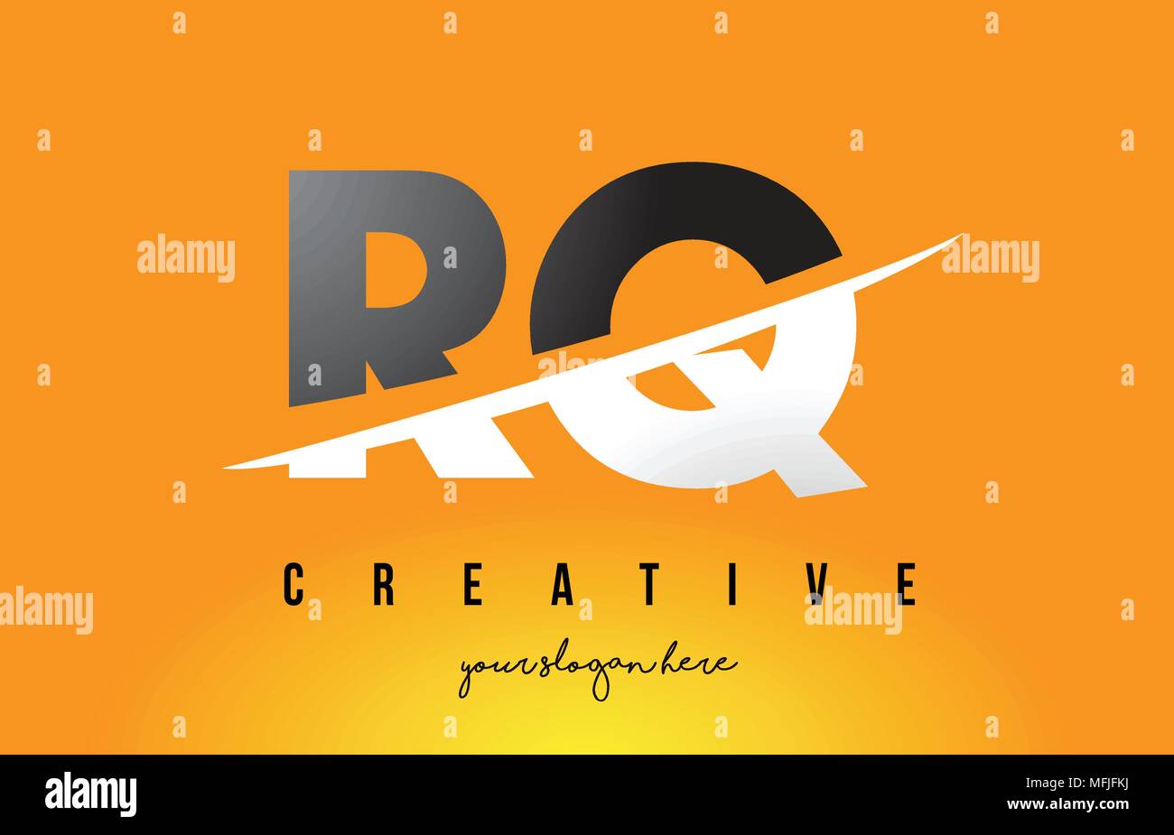 RQ R Q Letter Modern Logo Design with Swoosh Cutting the Middle Letters ...