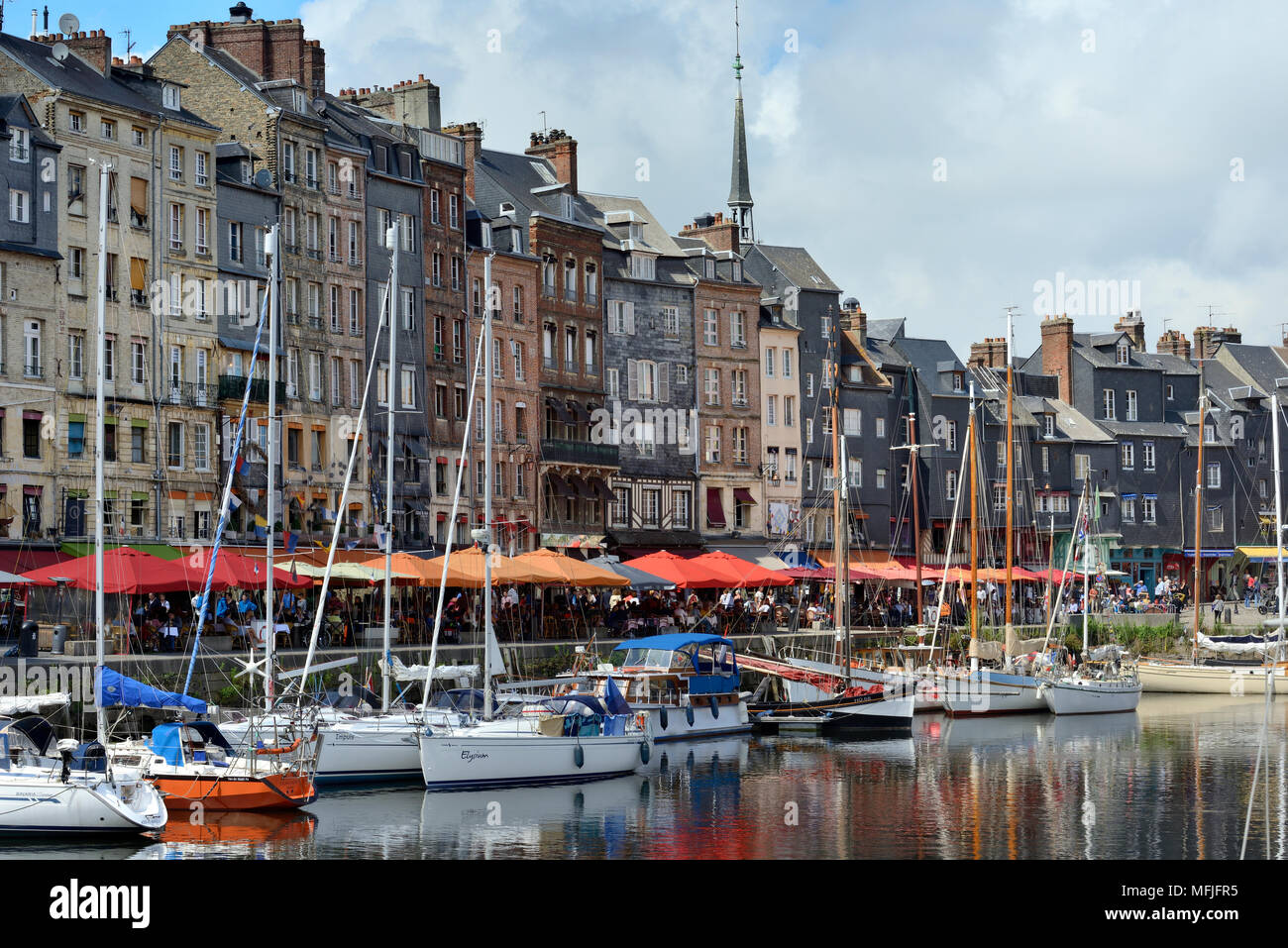 The Vieux Bassin, Old Harbour, St. Catherine's Quay, Honfleur, Calvados, Basse Normandie (Normandy), France, Europe Stock Photo