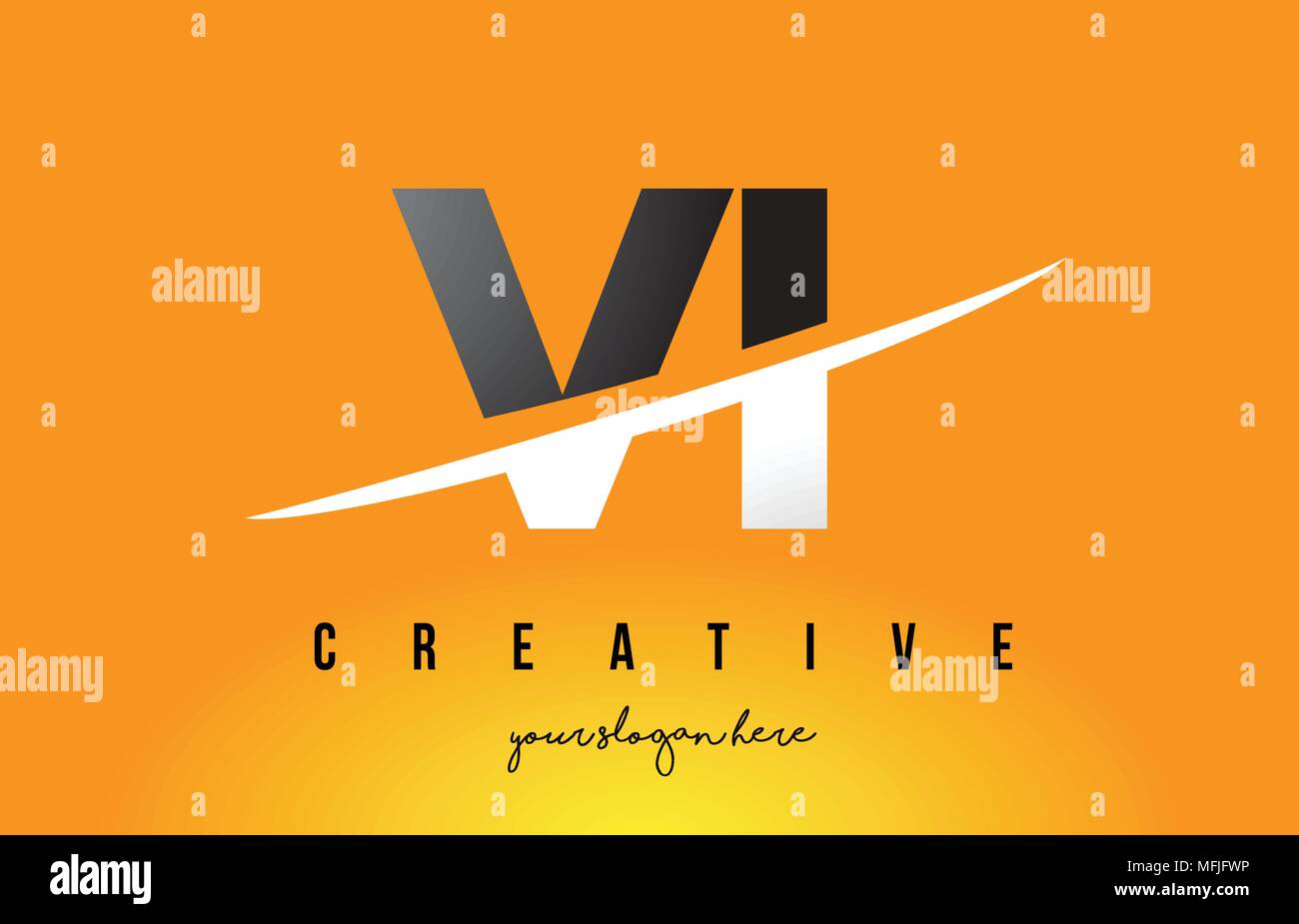 Vi Lettering VI V I Letter Modern Logo Design with Swoosh Cutting the Middle Letters ...