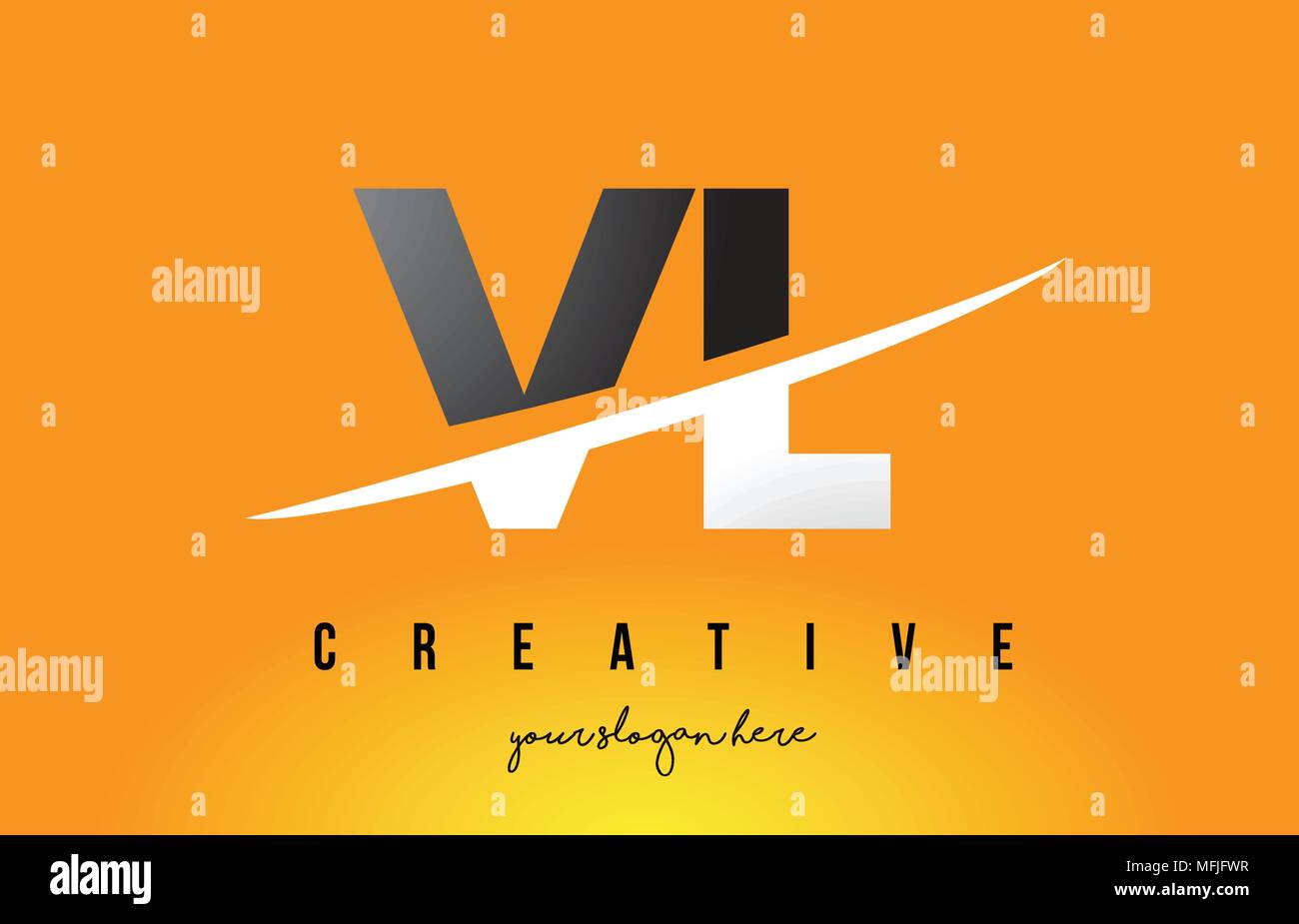 VL Modern Letter Logo Design With Red Swoosh And Dots. Royalty