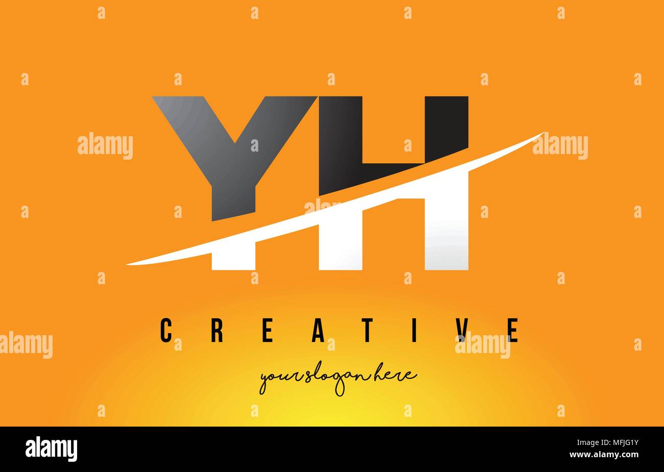 YH Y H Letter Modern Logo Design with Swoosh Cutting the Middle Letters ...
