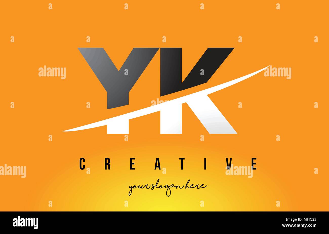 YK Y K Letter Modern Logo Design with Swoosh Cutting the Middle Letters ...