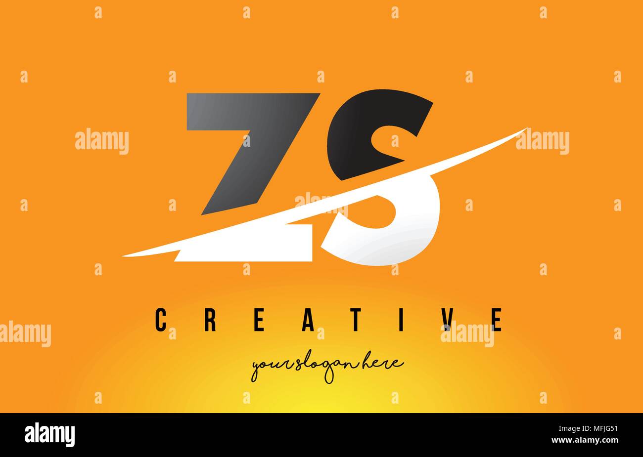 ZS Z S Letter Modern Logo Design with Swoosh Cutting the Middle Letters ...