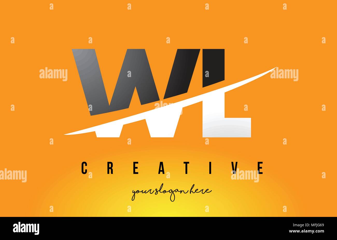 WL W L Letter Modern Logo Design with Swoosh Cutting the Middle Letters ...