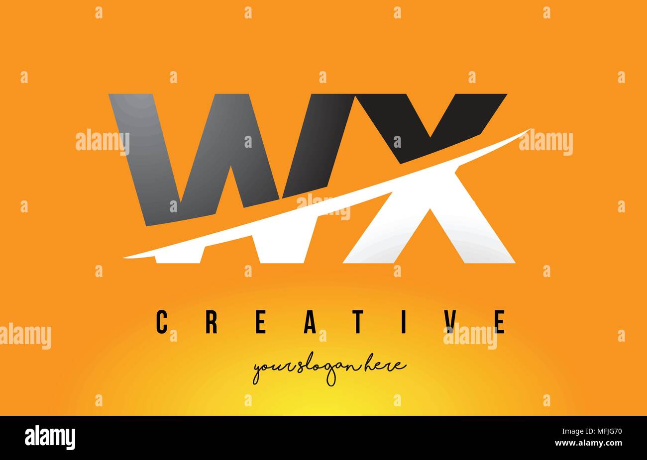 WX W X Letter Modern Logo Design with Swoosh Cutting the Middle Letters and  Yellow Background Stock Vector Image \u0026 Art - Alamy, image size:1300x925