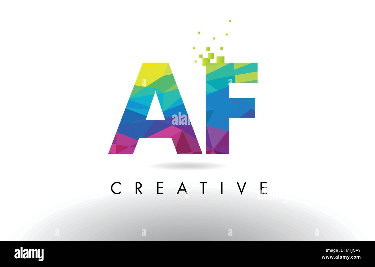 AF A F Colorful Letter Design with Creative Origami Triangles Rainbow ...
