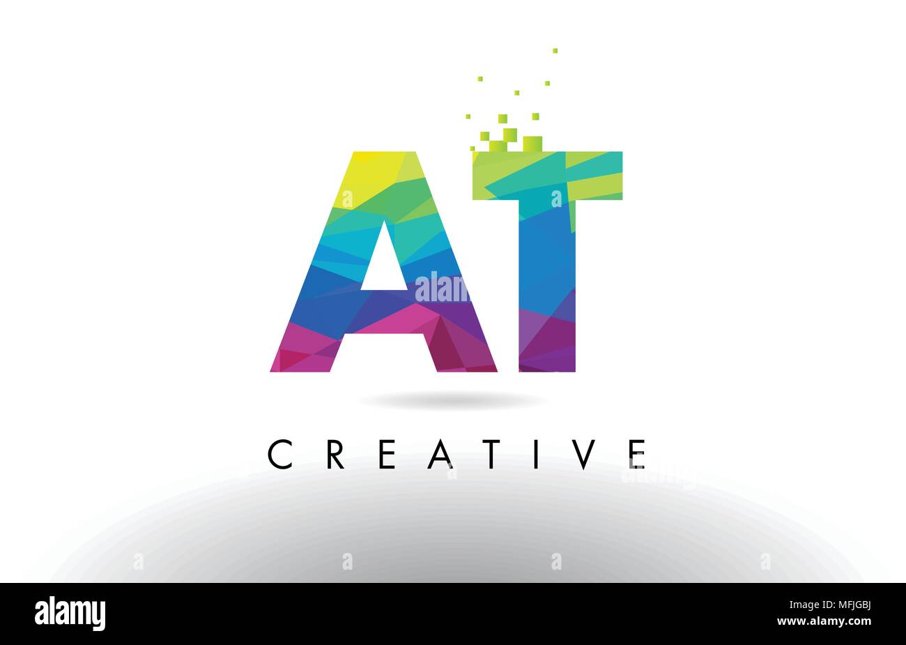 AT A T Colorful Letter Design with Creative Origami Triangles Rainbow ...