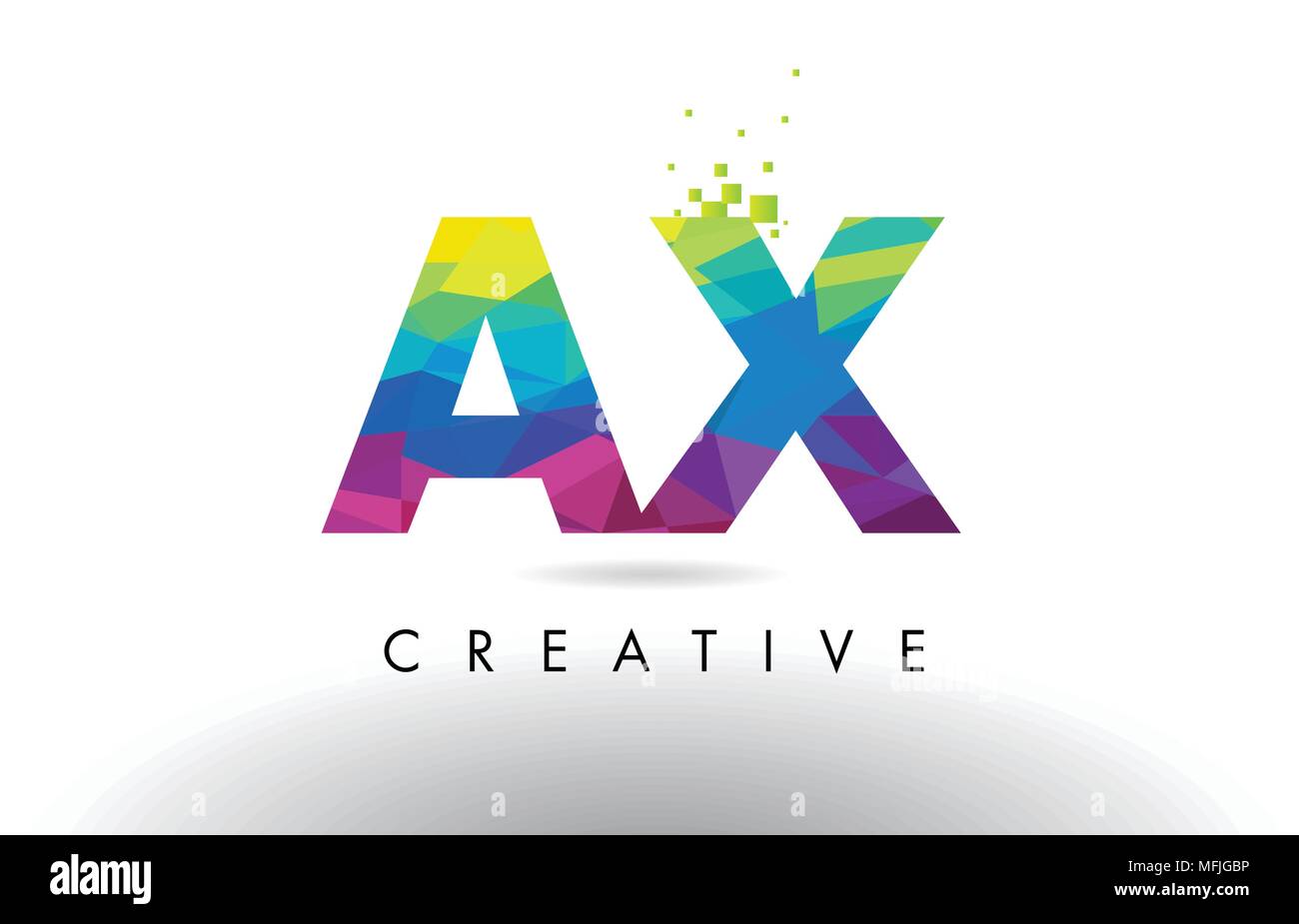 AX A X Colorful Letter Design with Creative Origami Triangles Rainbow ...