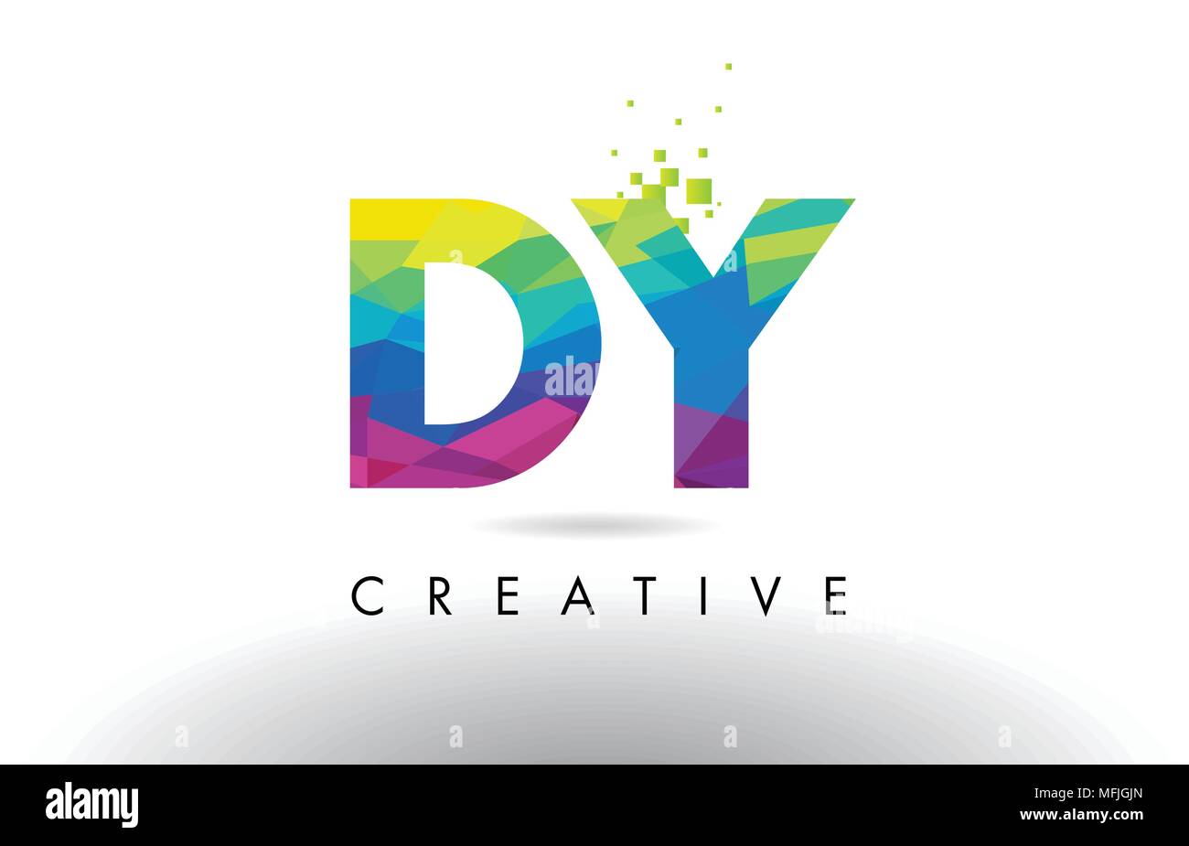 DY D Y Colorful Letter Design with Creative Origami Triangles Rainbow Vector. Stock Vector