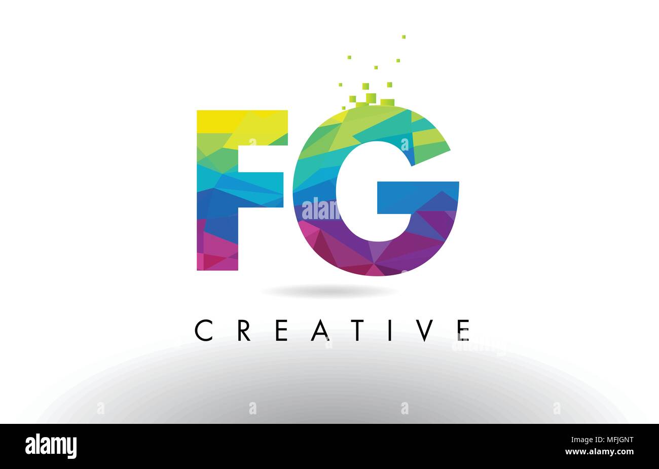 FG F G Colorful Letter Design with Creative Origami Triangles Rainbow ...