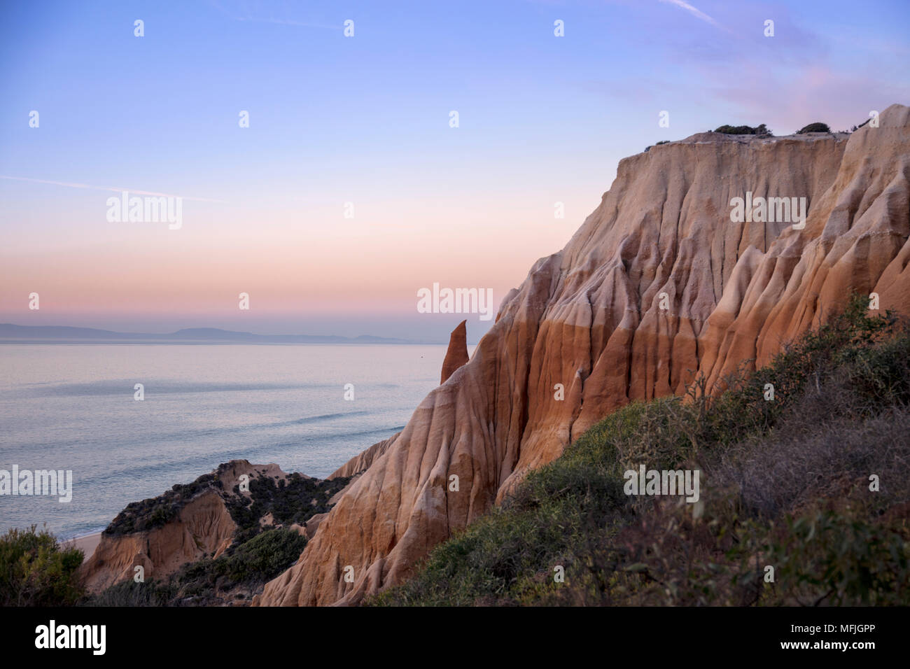A sandstone cliff at Carvalhal on the Alentejo coast, Portugal, Europe Stock Photo