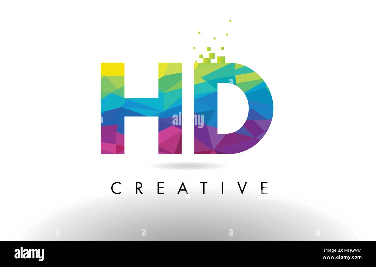HD H D Colorful Letter Design with Creative Origami Triangles Rainbow ...
