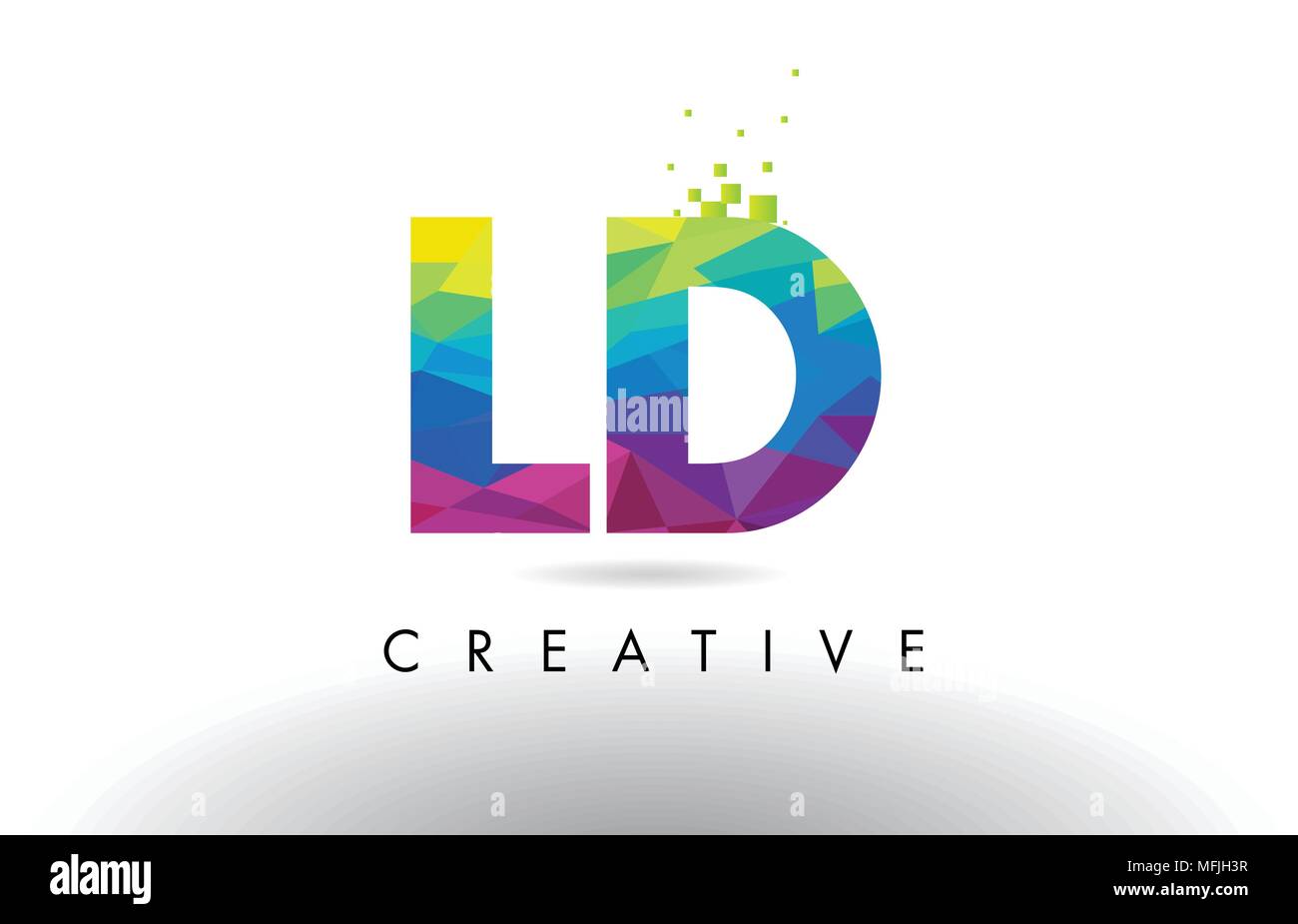 LD L D Colorful Letter Design with Creative Origami Triangles Rainbow ...