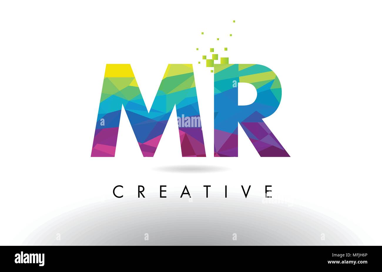 MR M R Colorful Letter Design with Creative Origami Triangles Rainbow ...