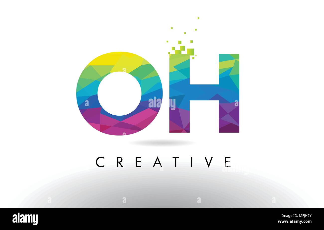 OH O H Colorful Letter Design with Creative Origami Triangles Rainbow ...