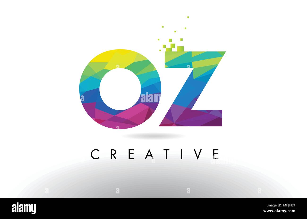 OZ O Z Colorful Letter Design with Creative Origami Triangles Rainbow Vector. Stock Vector