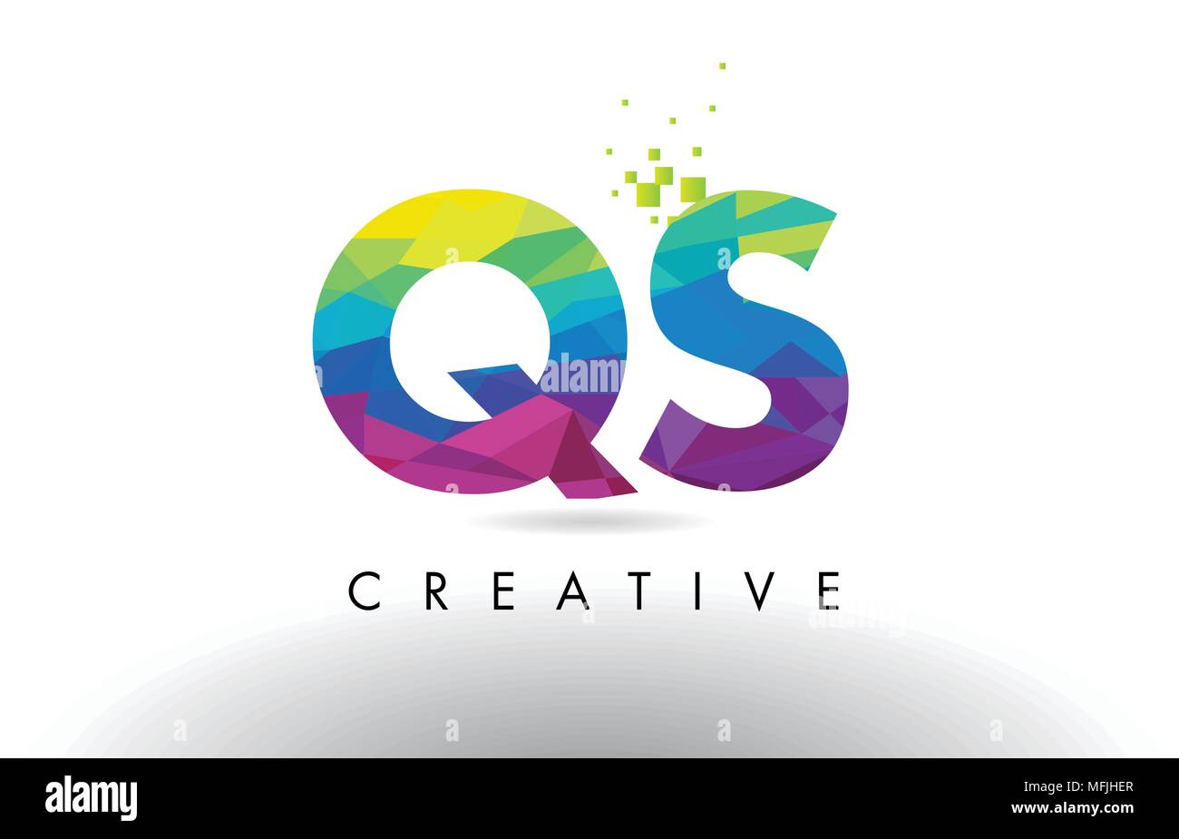 QS Q S Colorful Letter Design with Creative Origami Triangles Rainbow ...