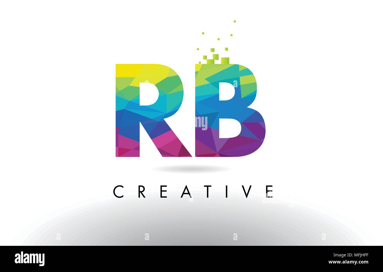 RB R B Colorful Letter Design with Creative Origami Triangles Rainbow ...
